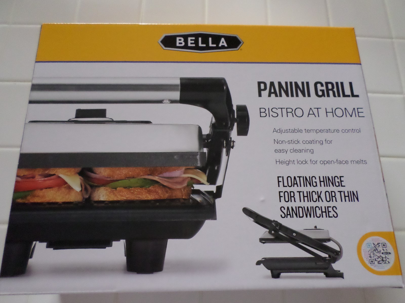 Bella Non-Stick Panini Grill Brushed Stainless Steel – Sensio 13267 – New