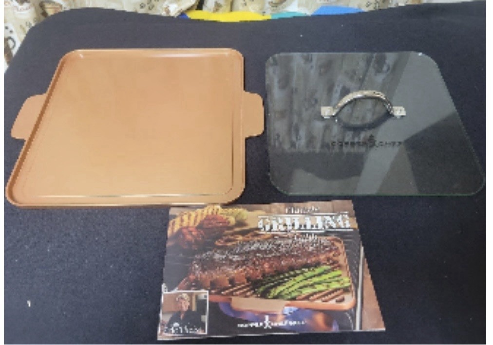 Tristar Copper Chef Non-Stick Grill & Griddle w/Glass Lid/Press*12″