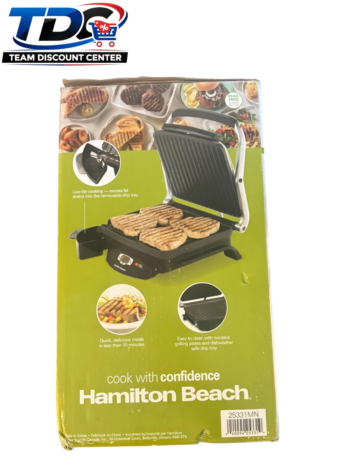 Hamilton Beach 25331 Steak Lover’s Indoor Searing Grill Nonstick Black Stainless