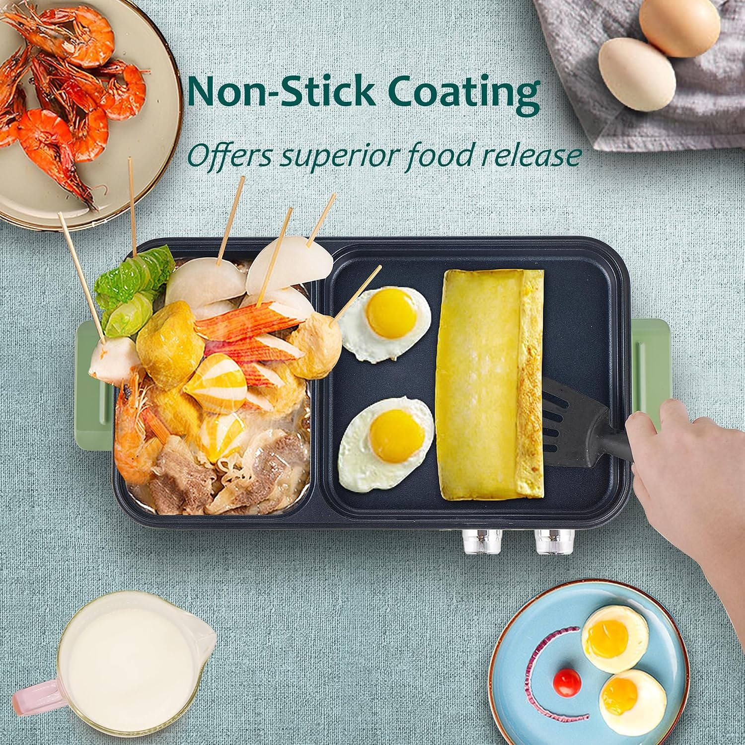 Topwit Hot Pot with Grill, Korean BBQ Grill, 2-in-1 Electric Pot | Nonstick Coa