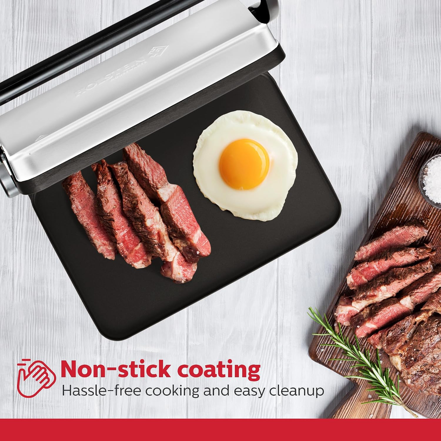 Electric Griddle for Toasting Sandwiches, Various Snacks – Black/Stainless Steel