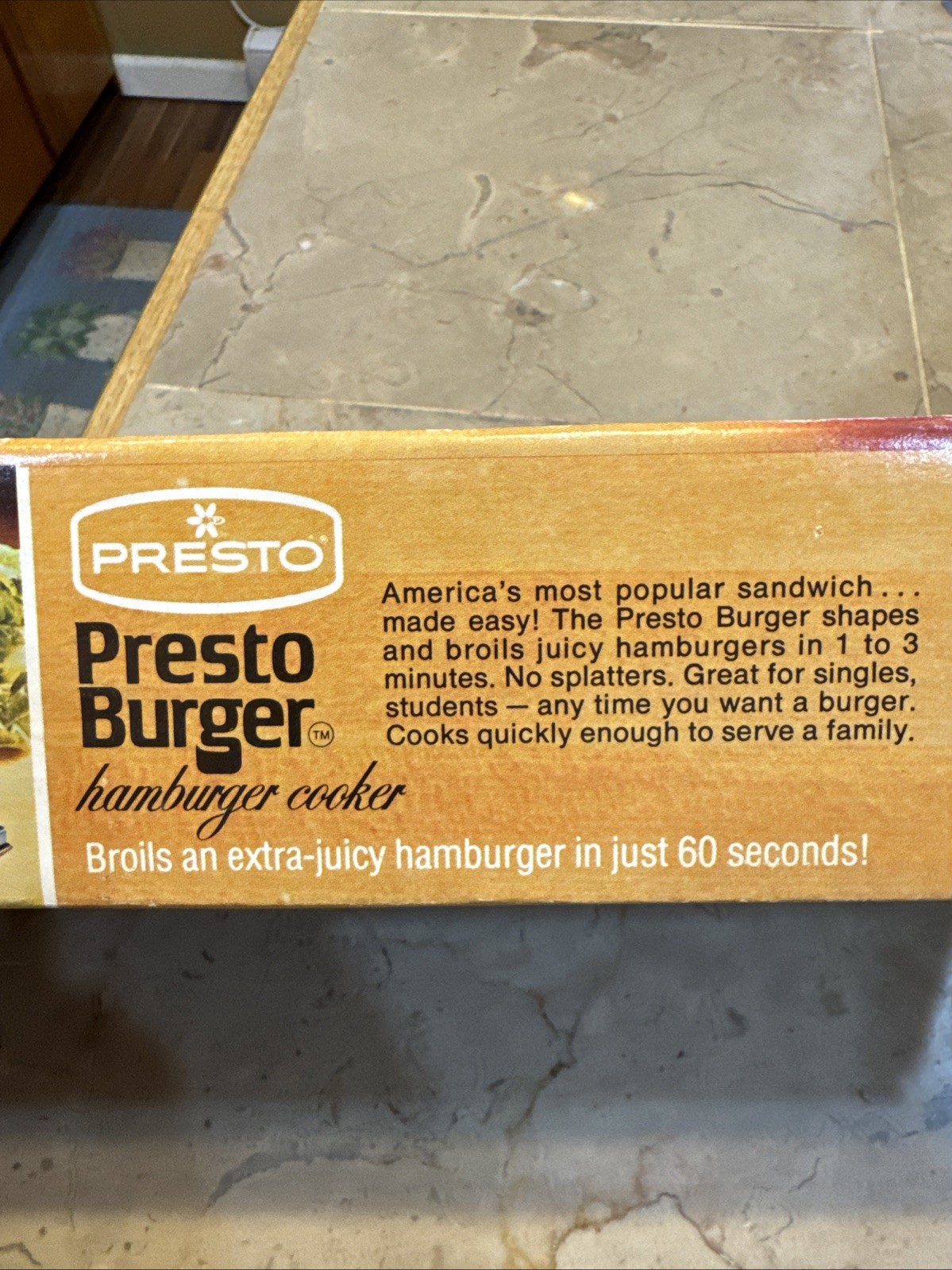 Vintage 1975 Presto Burger- Electric Hamburger Cooker -Single Patty-New In Box