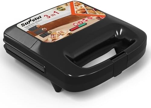 3 in 1 Electric Sandwich Maker with Removable Nonstick Plates – 800W,Black | …