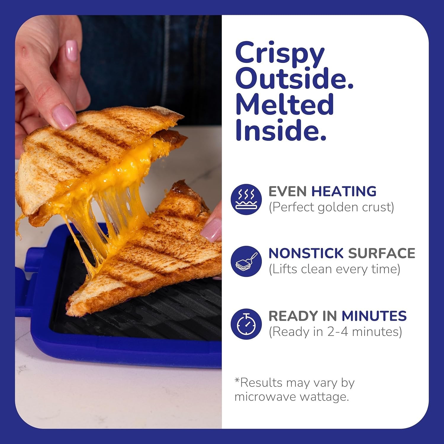 Toastie Maker Microwave Grill Sandwich Toaster 3 Minute Grilled Cheese Crispy
