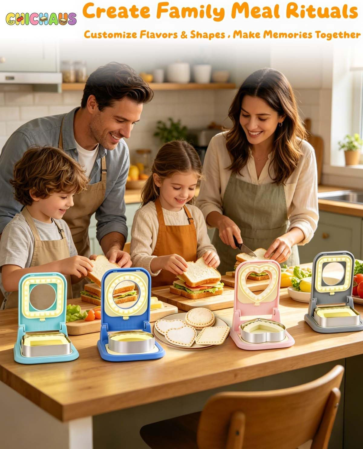 3-In-1 Uncrustable Sandwich Maker – Heart/Round/Square Crustless