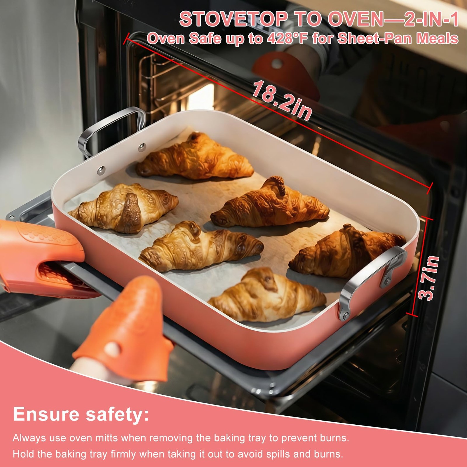 Double Burner griddle Pan,griddle pan for stove top & Oven,15.6×10.8 Ceramic …