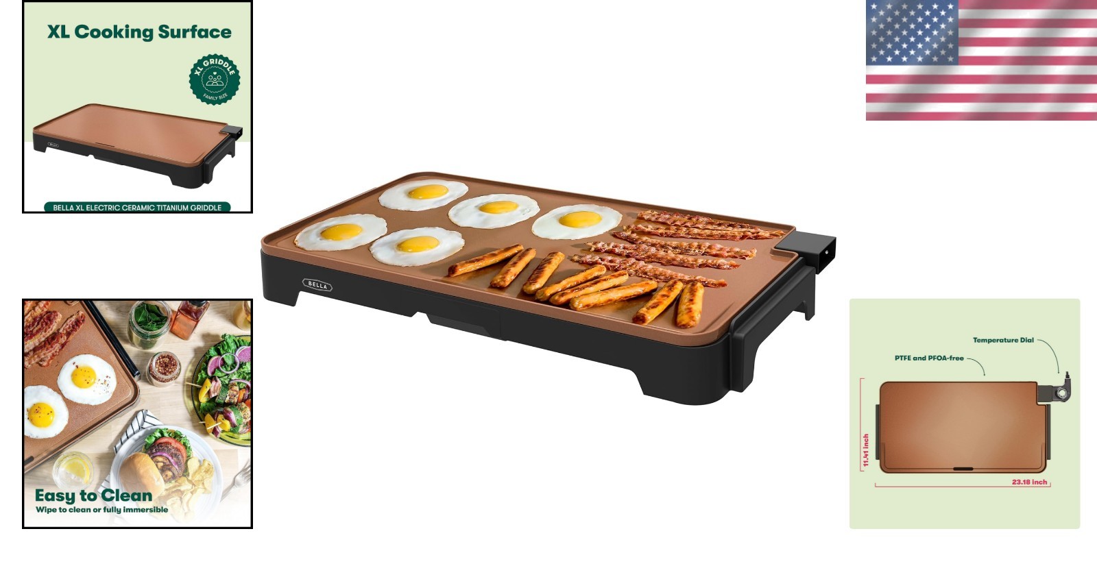 XL Electric Griddle 12″x22″ Ceramic Nonstick Tomato Red by Drew Barrymore
