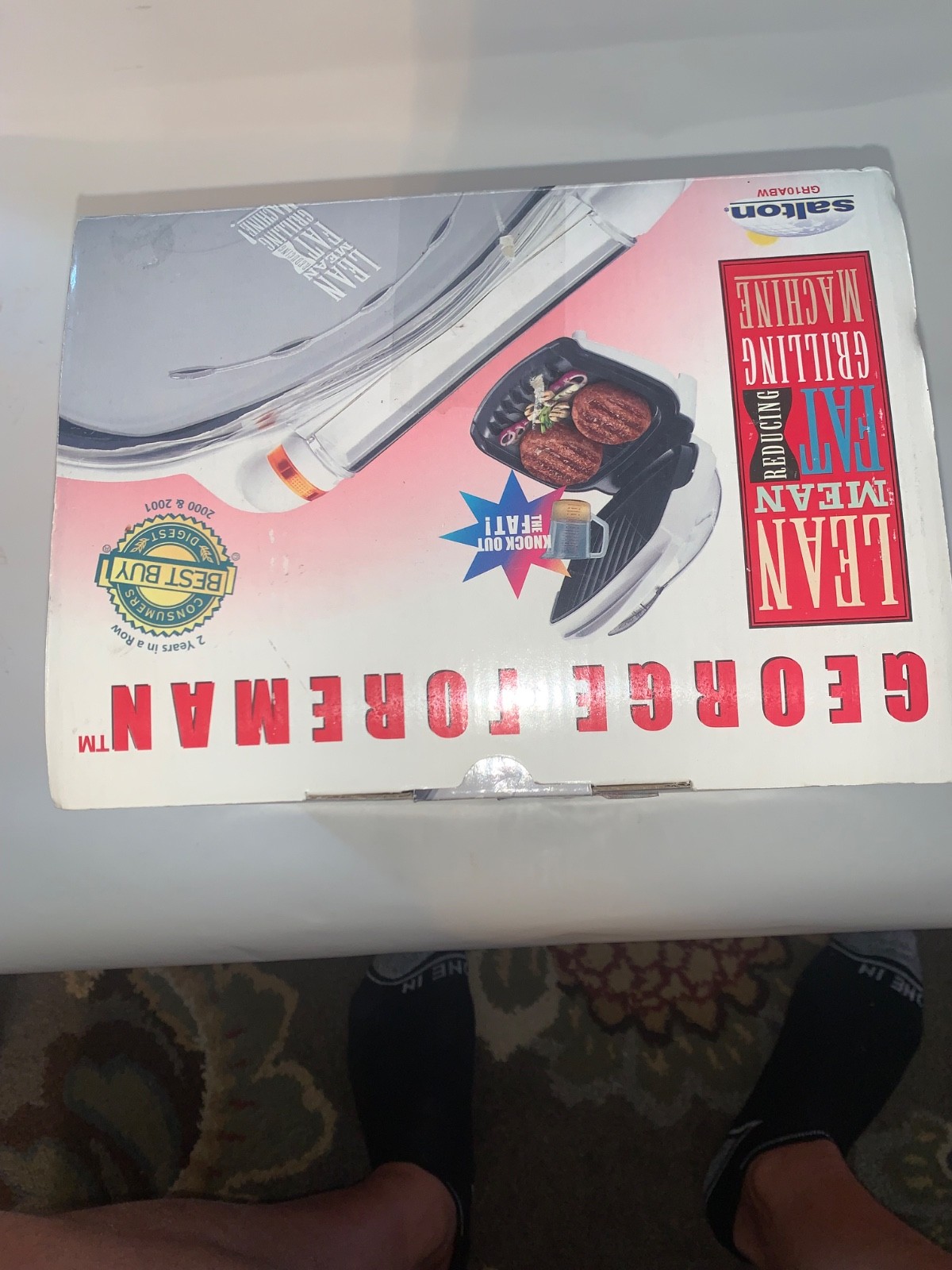George Foreman Grill In Grilling White Salton GR10ABWR Box And Manual New!