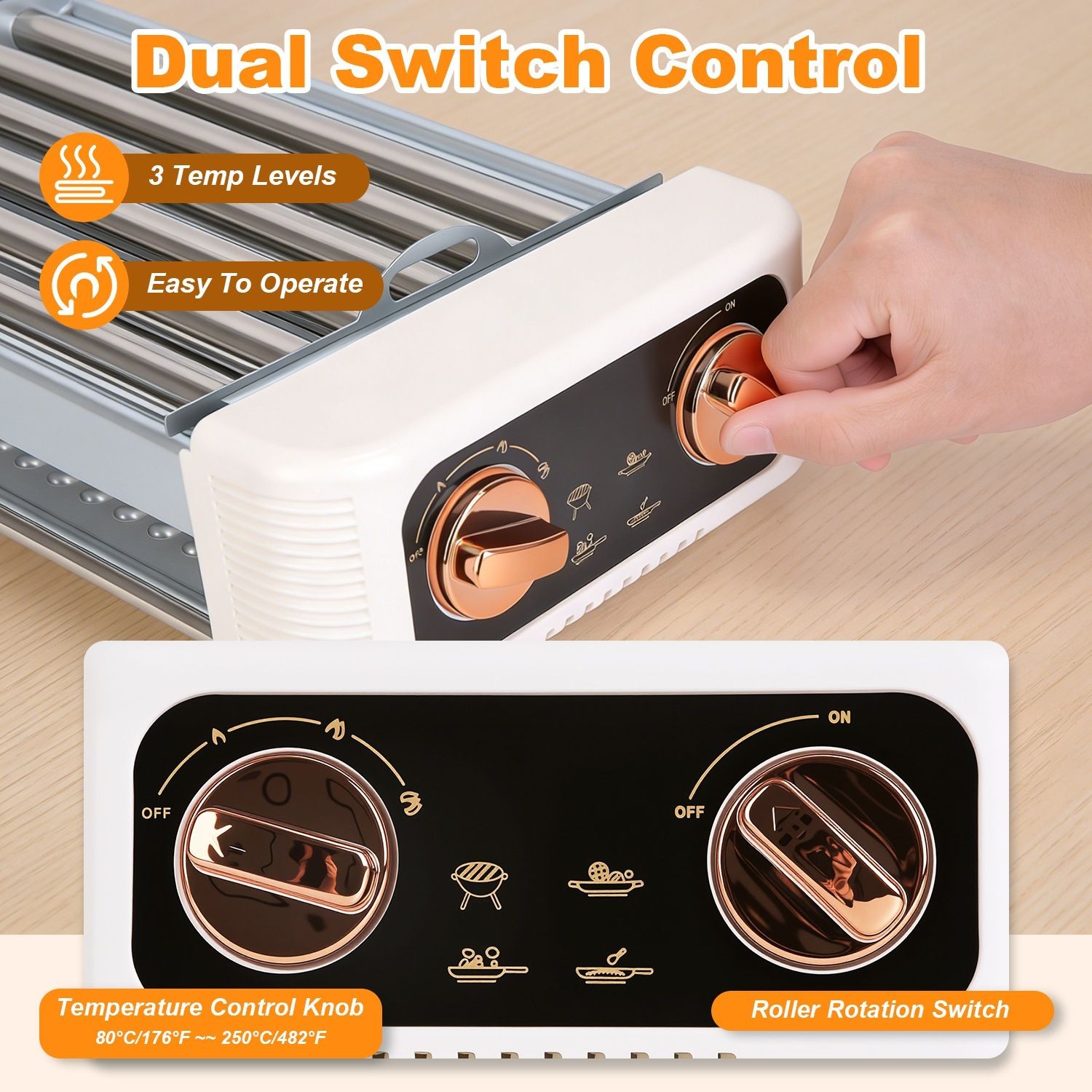 3-in-1 Electric Hot Dog Roller & Grill Machine – Smokeless Indoor/Outdoor