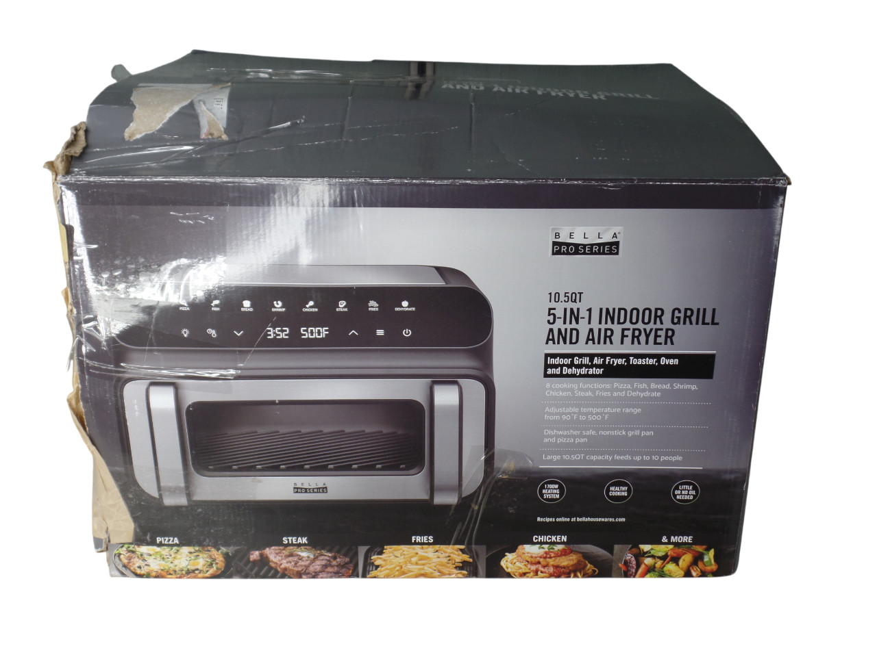 Bella Pro Series 10.5-qt. 5-in-1Indoor Grill and Air Fryer 90191-Free Shipping