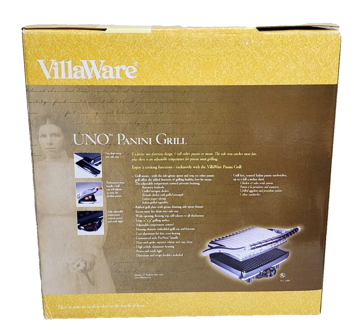 VillaWare V2160 UNO ProPress Panini Grill