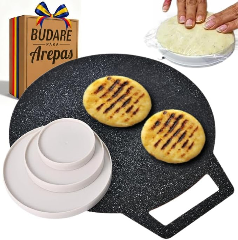 12″ Budare for Arepas (Thin) + Molde Para Arepas (5.9″, 4.3″, 3.1″) – Plancha Pa