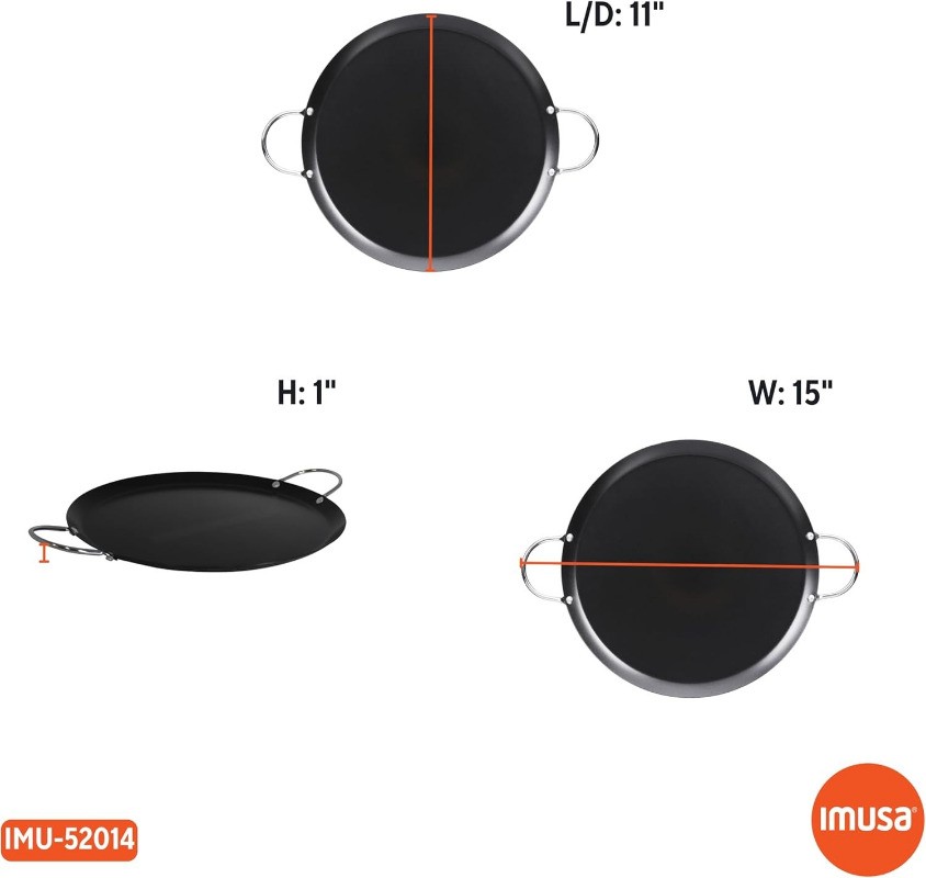 11in Carbon Steel Nonstick Round Comal W/ Metal Handles Black