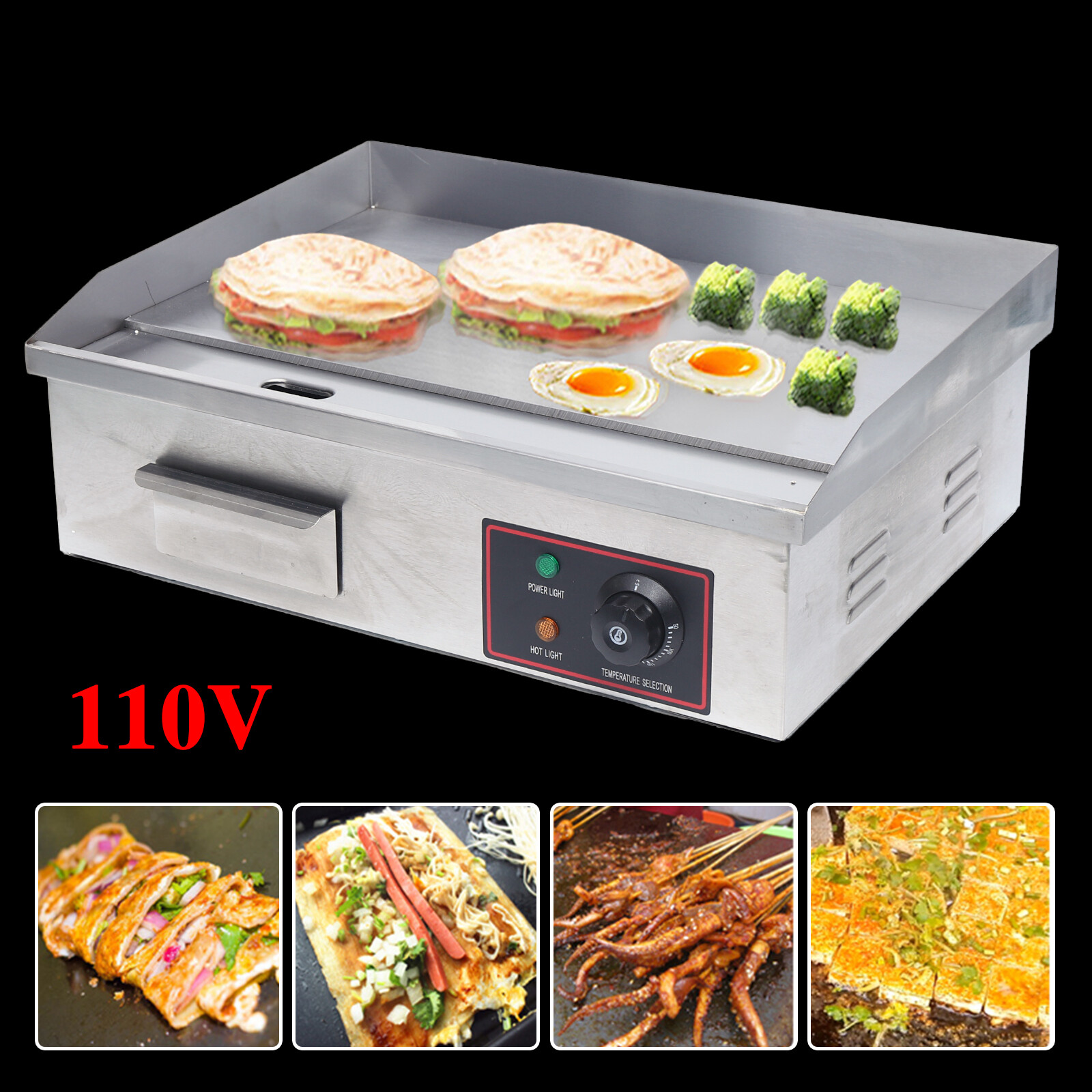 Electric Griddle Portable Flat Top Outdoor Cooking BBQ Grill Table Stove 1.6kw