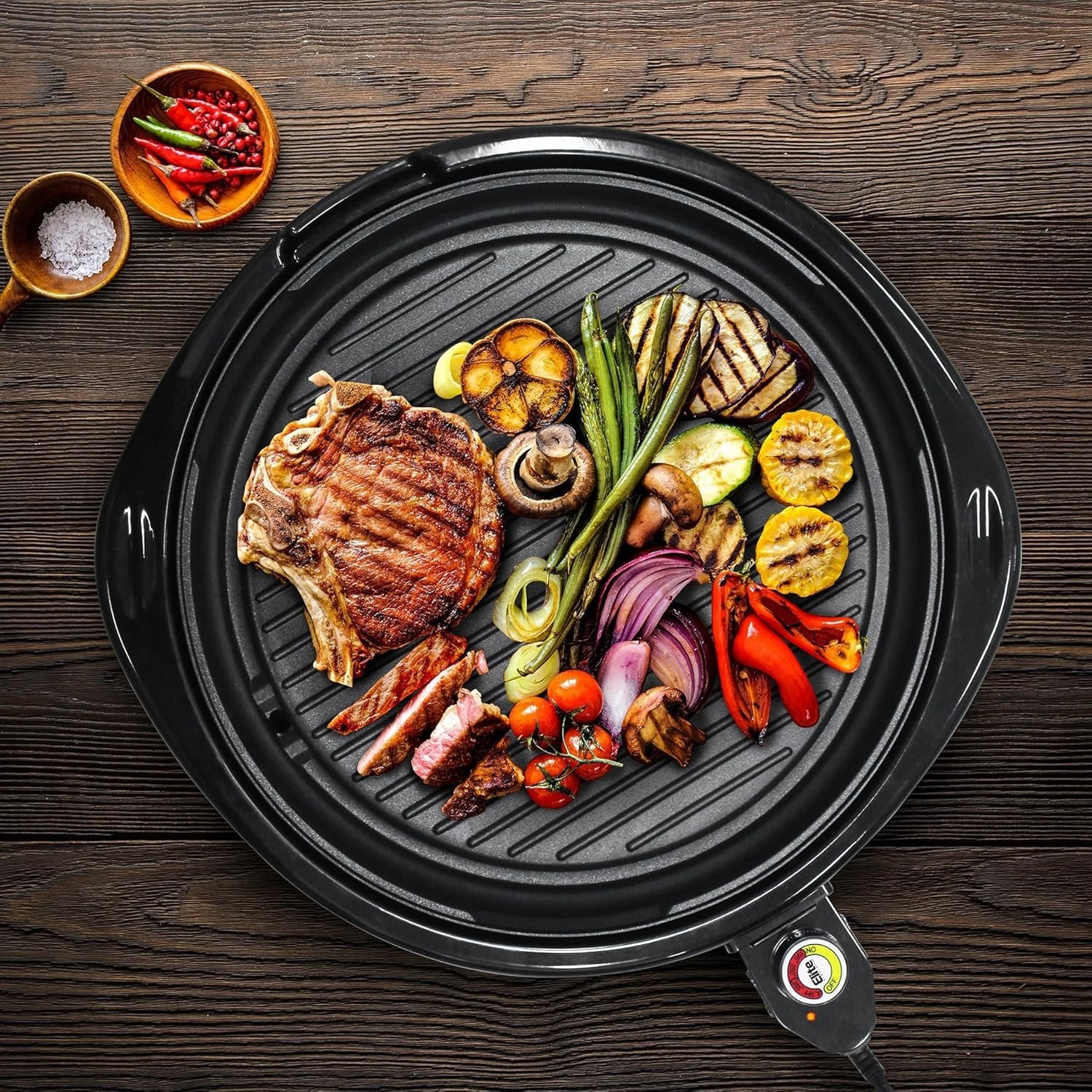 Luxury 14″ Electric Nonstick Indoor Grill – Fast Heat, Dishwasher Safe, Black