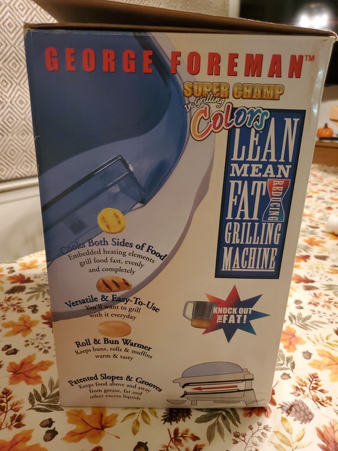 George Foreman Lean Mean Grill Super Champ Colors Blue Top Bread Warmer GR18BWI