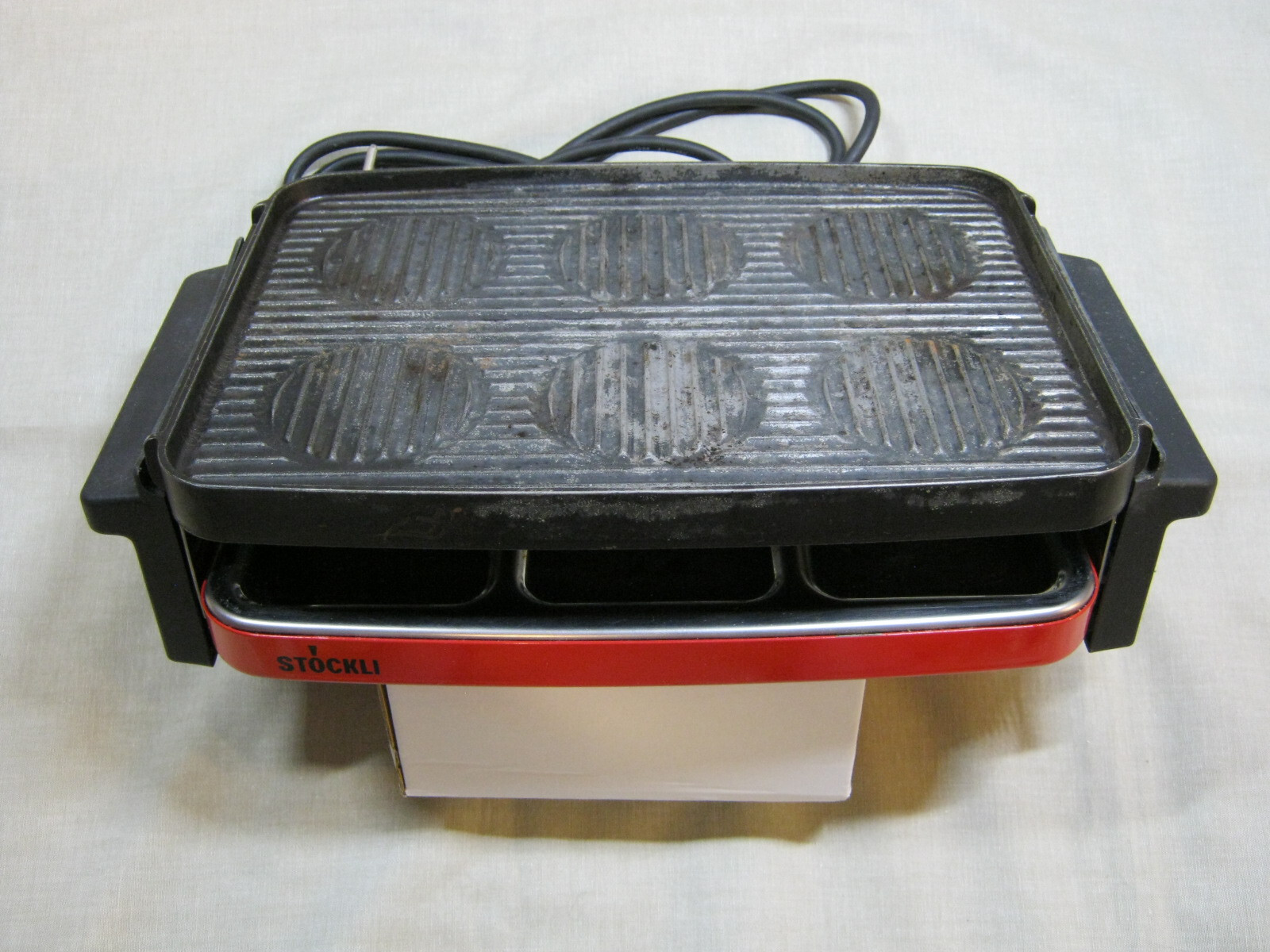 Stockli Tabletop Six Person Combi Raclette Reversible Grll 220v ac line and cord