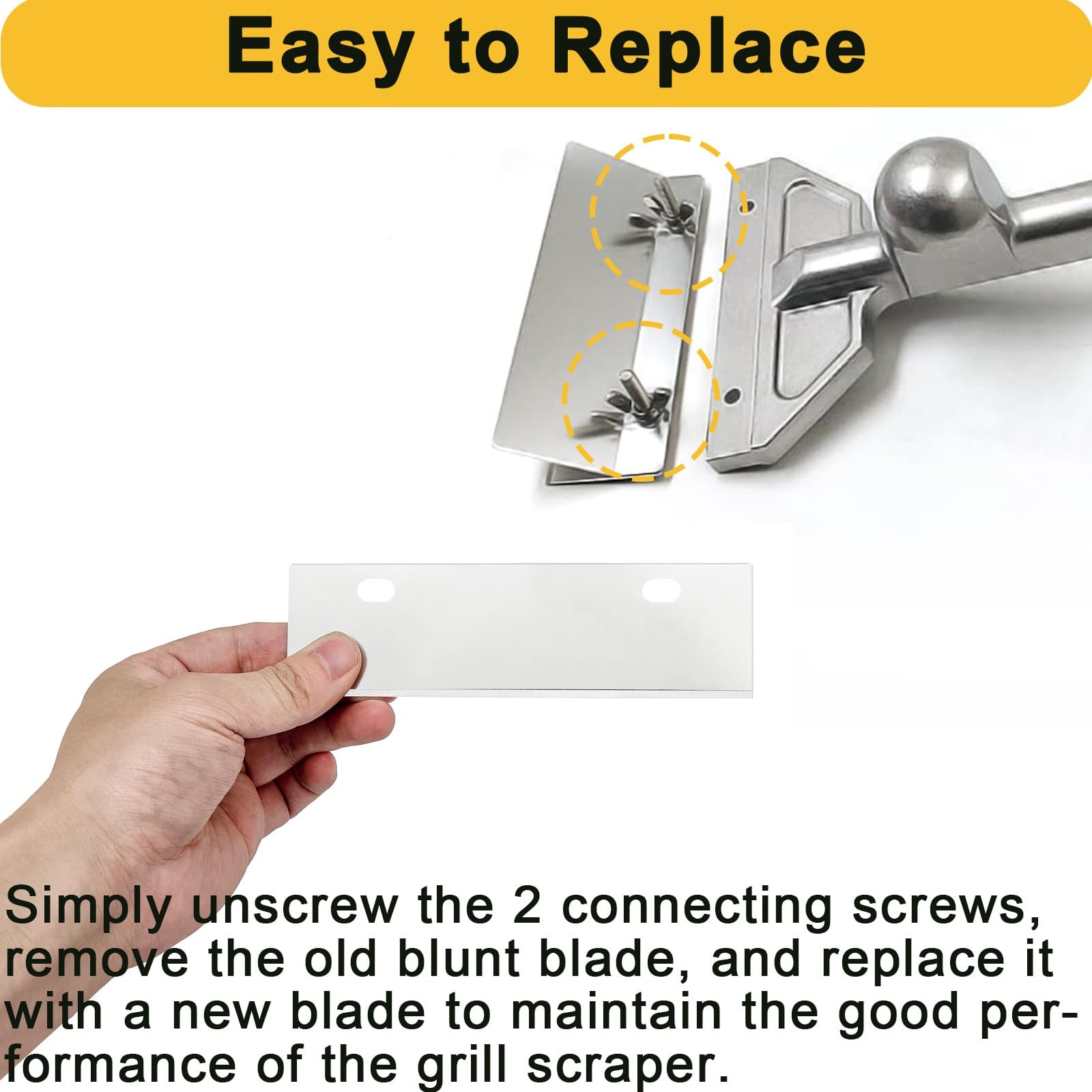 SEP SHIZHI 6 Pcs Grill Scraper Replacement Blade, 6 inch Stainless Silvery