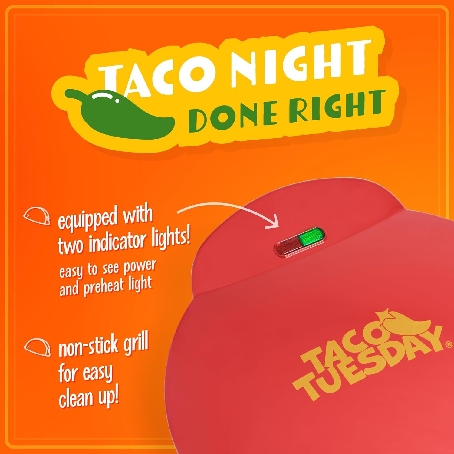 Taco Tuesday Deluxe 10-Inch 6-Wedge Electric Quesadilla Maker with Extra Stuf…
