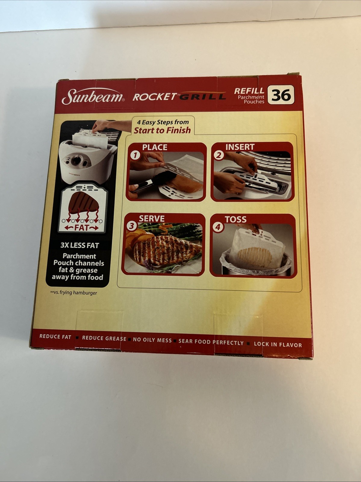 Sunbeam RP36 Rocket Grill Parchment Pouches Refill 36 Pack New