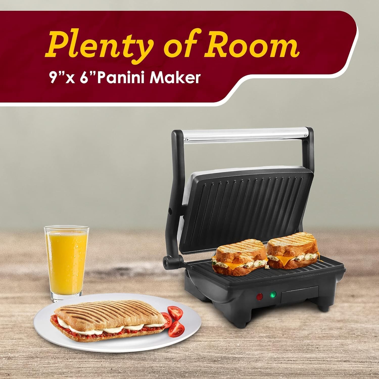 Elite Gourmet EPN-2976 2-in-1 Nonstick Panini Press & Indoor Grill Opens 180-…