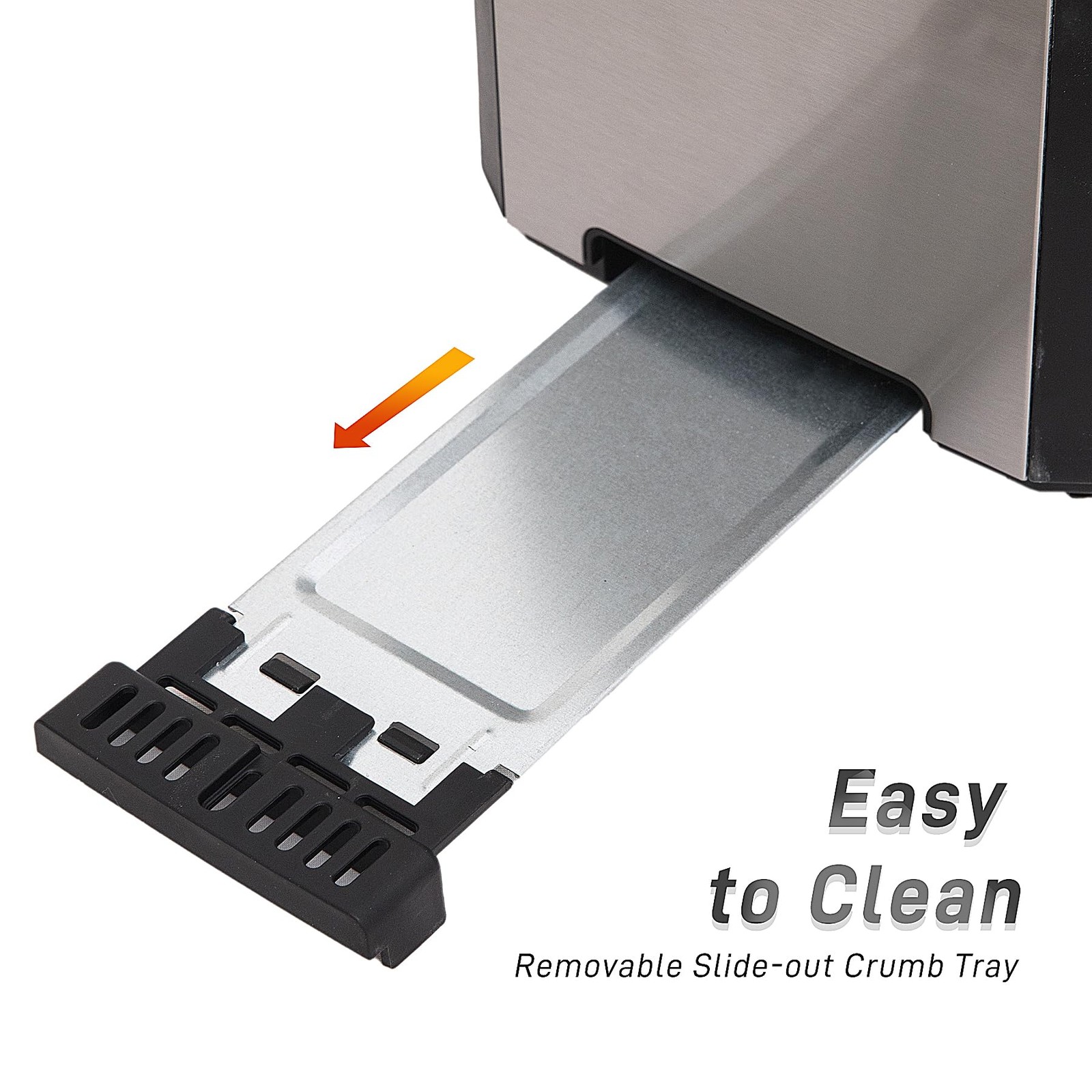 4 Slice Long Slot Stainless Steel Toaster with large, 4 pieces regular style