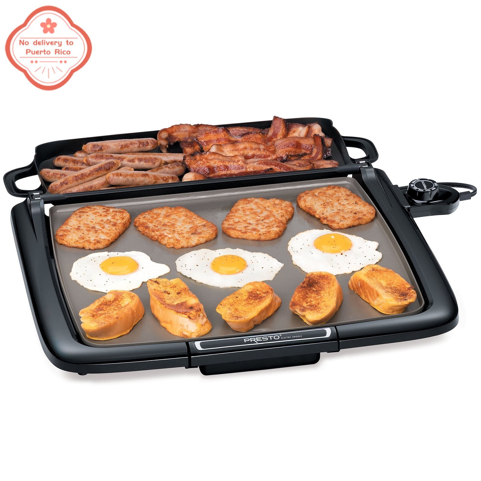 Presto Ceramic Nonstick Electric Griddle/Warmer Plus with Multifunction Tray-NEW