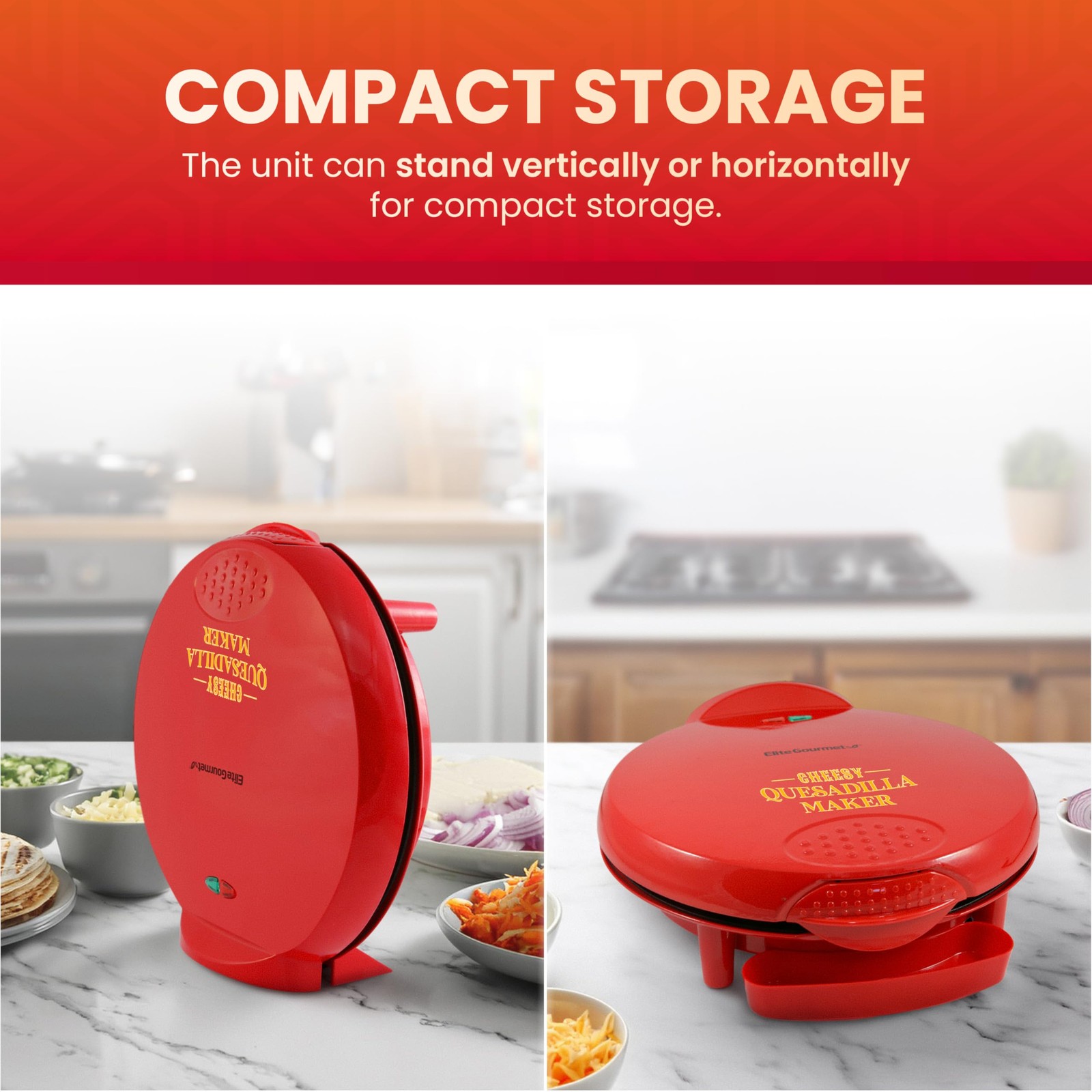 EQD-118 Electric Non-Stick 11″ Quesadilla Maker, Easy-Slice 6-Wedge, Grilled …