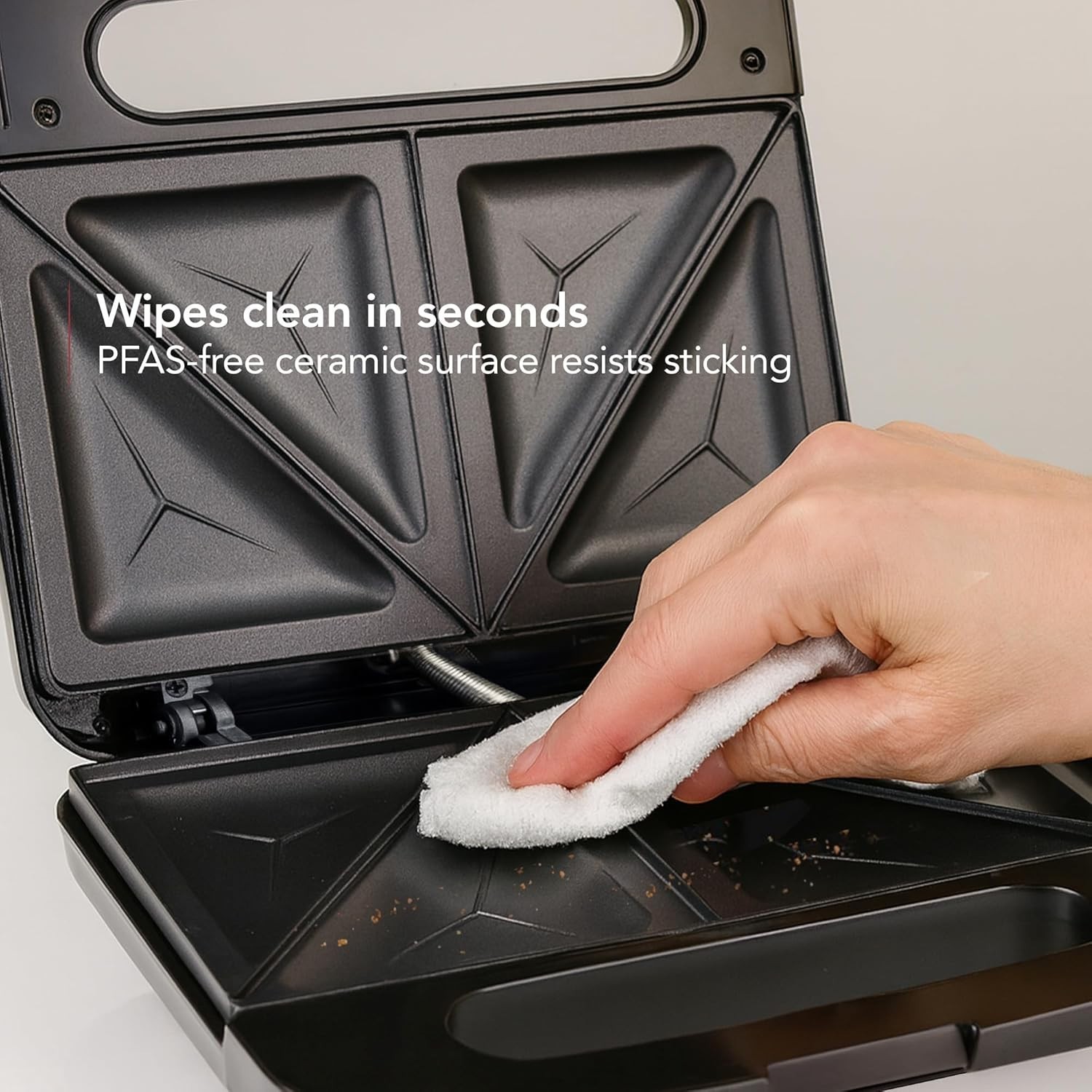 Electric Sandwich Maker with Non-Stick Plates, Indicator Lights, Cool Touch H…
