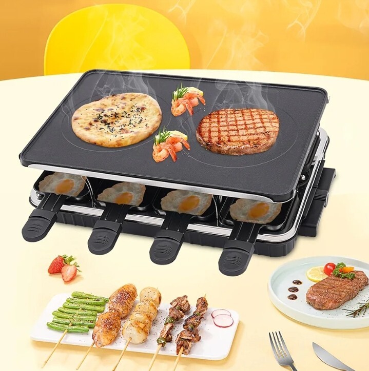 Electric Indoor Raclette Table Grill, 1300W Korean BBQ Grill, Removable…