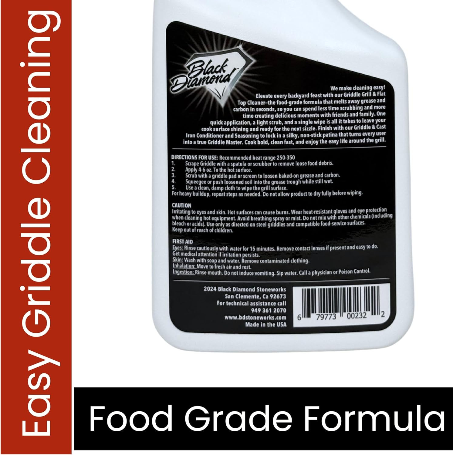 Griddle & Grill Cleaner – Flat Top Griddle Cleaner, Non-Caustic, Food-Contact Sa