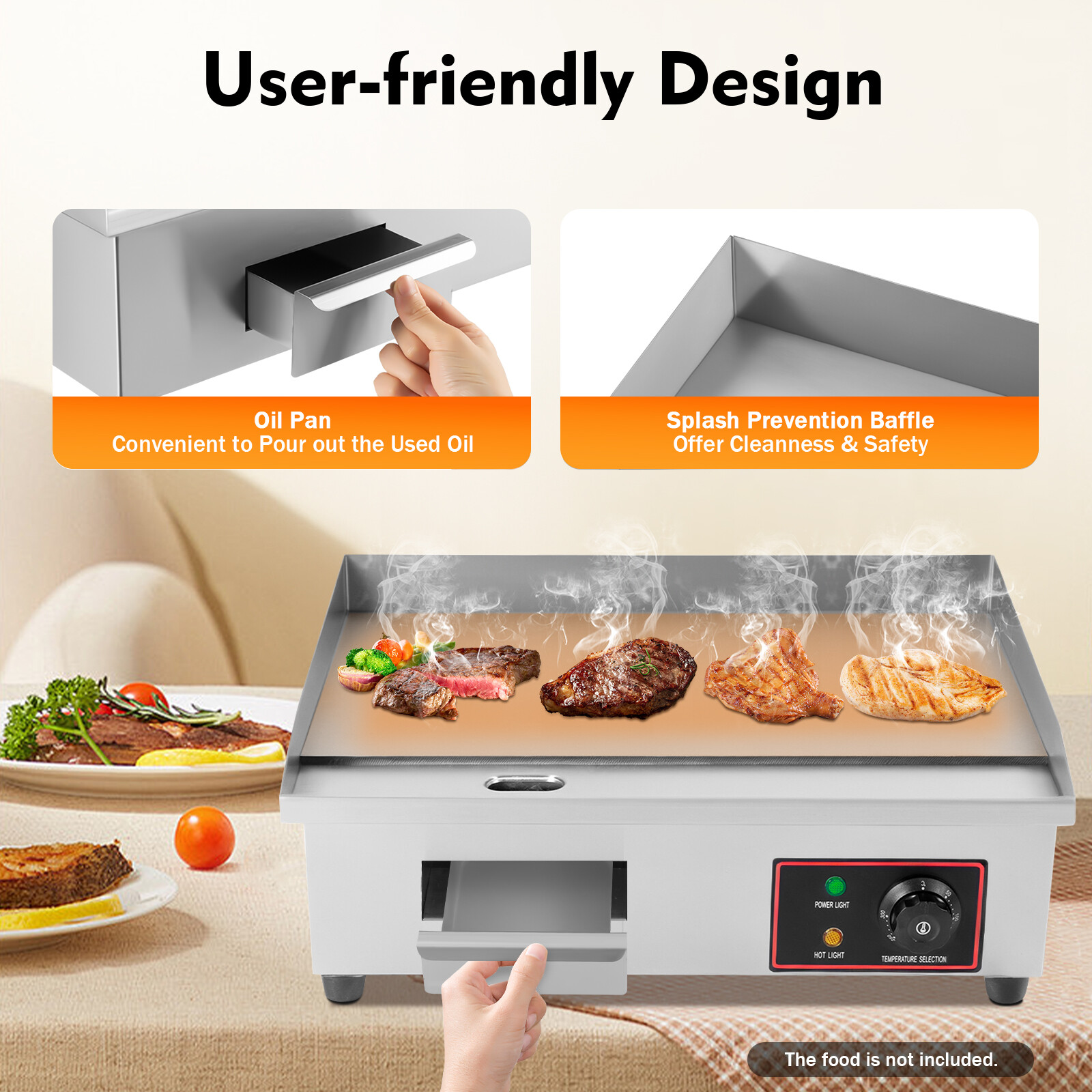 3kW 220v Portable Tabletop Flat Top Grill Electric Griddle Outdoor BBQ Camping