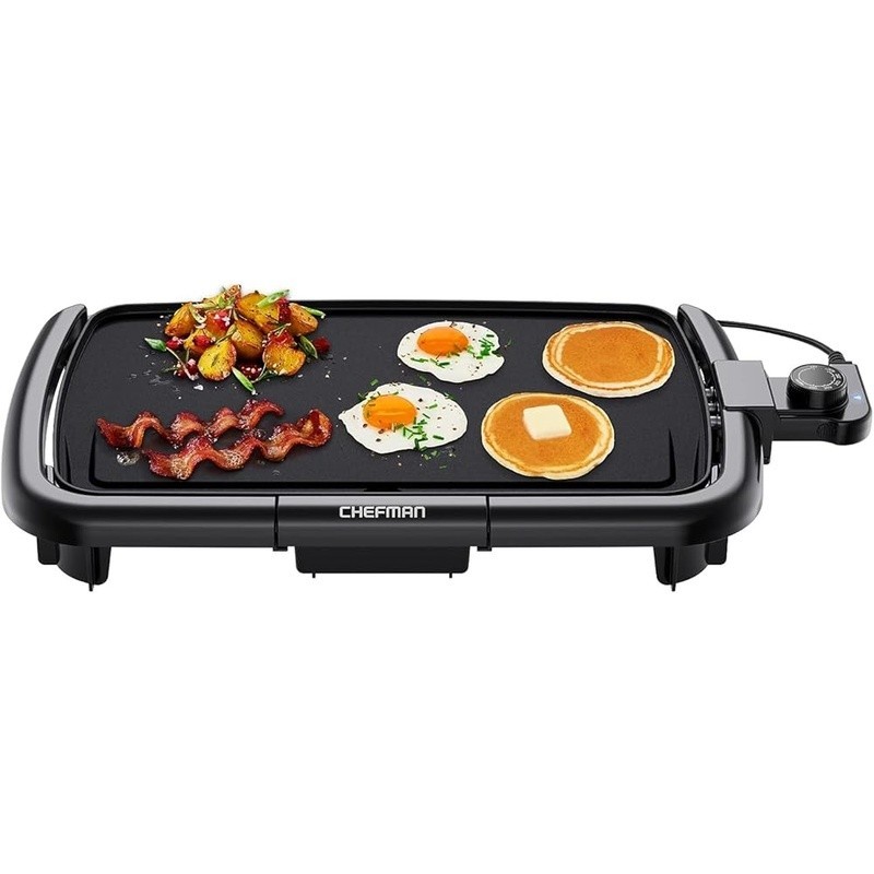 Compact Electric Grill Non Stick Griddle Adjustable Temperature Easy Clean 1200W