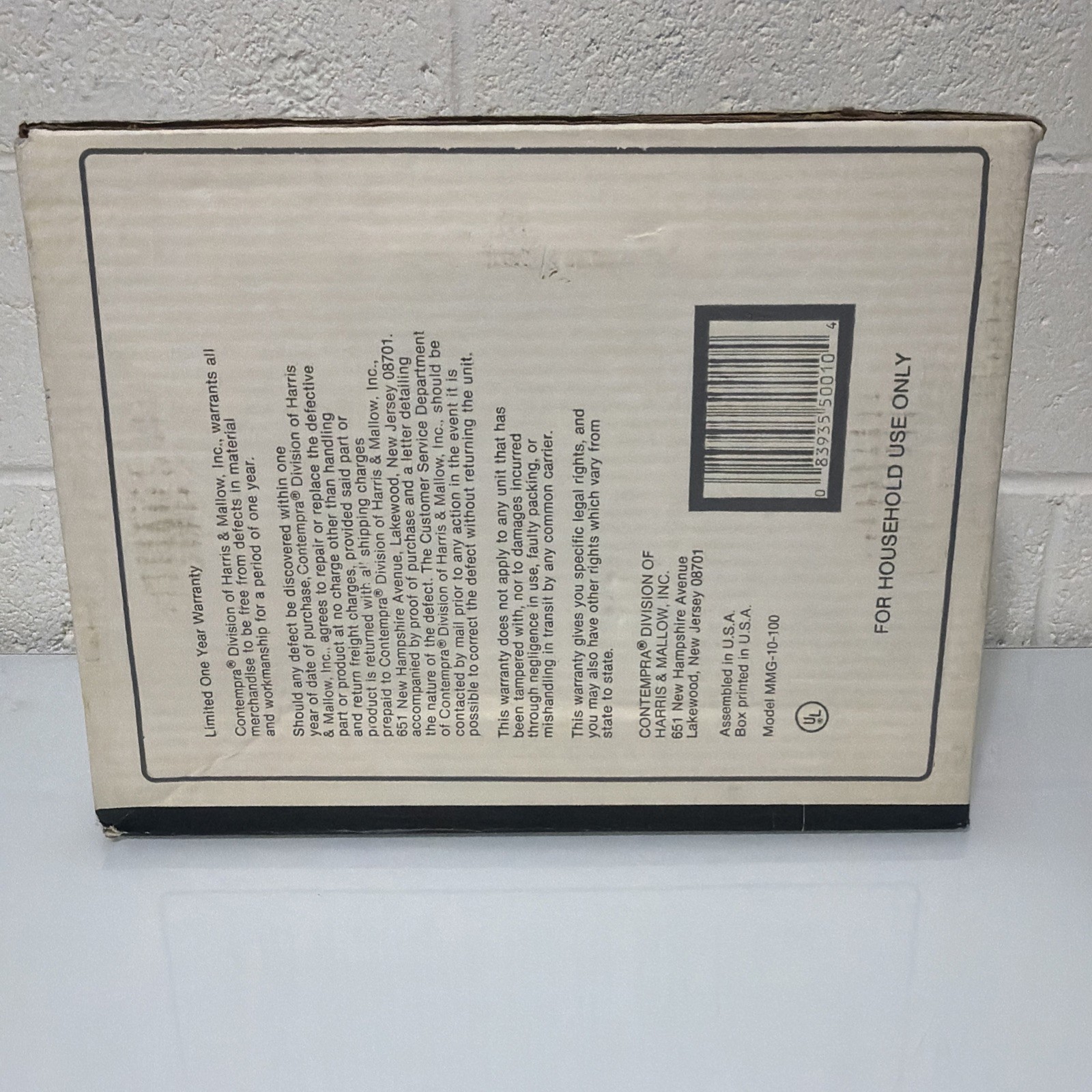 VINTAGE CONTEMPRA Indoor Electric Personal Char-B-Que Grill Model #MMG-10-100