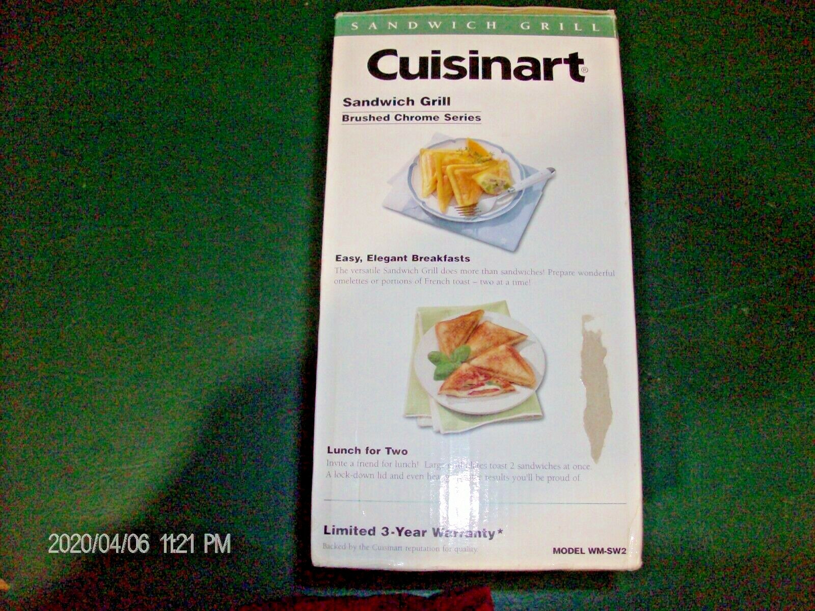 Cuisinart Sandwich Grill Brush Chrome Series Model WM-SW2 [BRAND NEW]