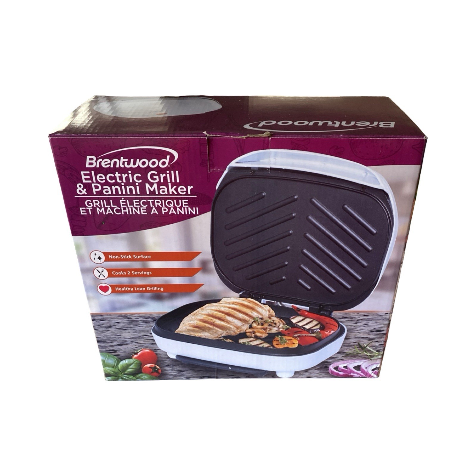 Brentwood Electric Grill & Panini Maker – White – NEW