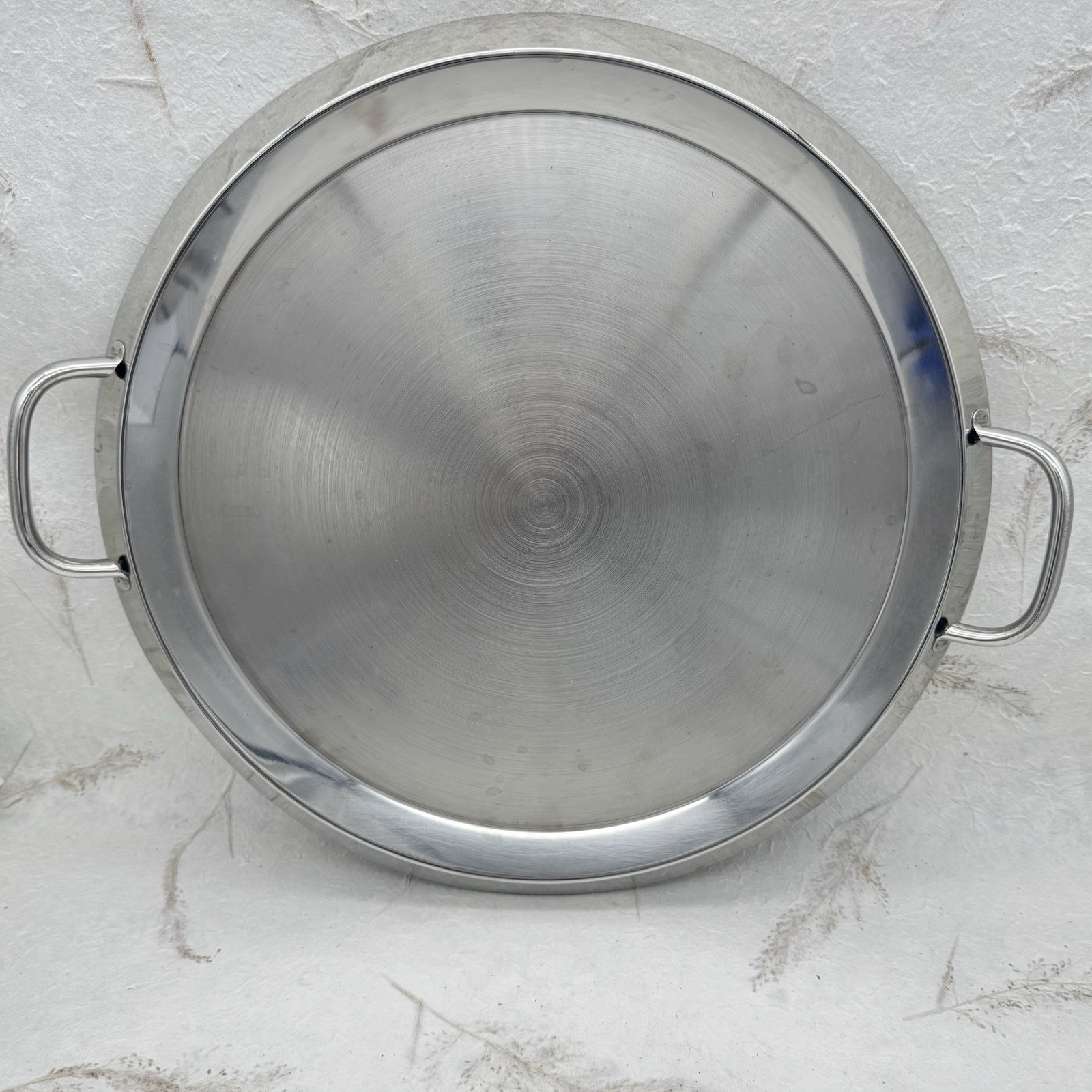 Silampos Portugal Stainless Steel Round Griddle With Handles Heavy Duty 15” D