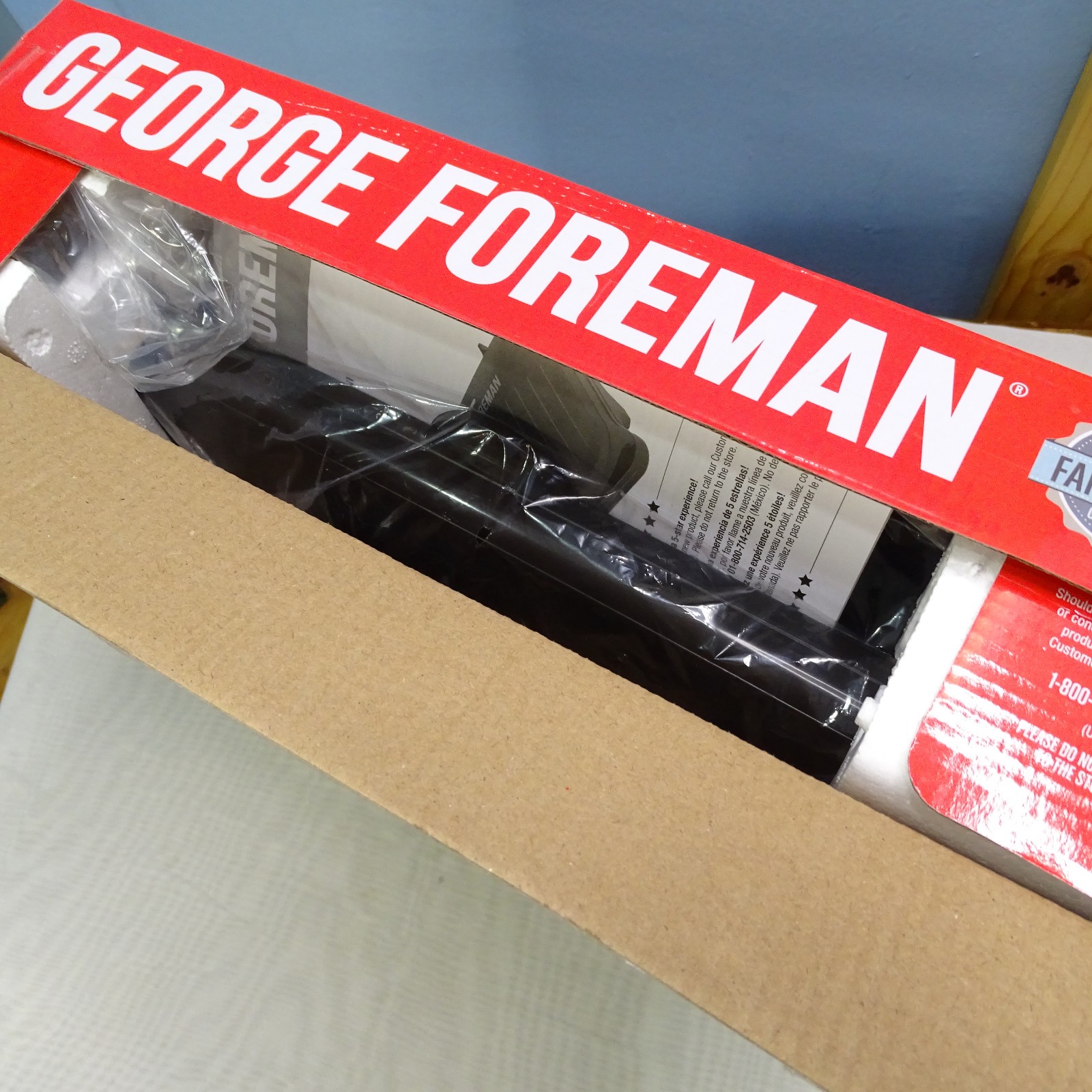 George Foreman Family Size Grill & Panini GRS075B, 75 sq in – New, Open Box