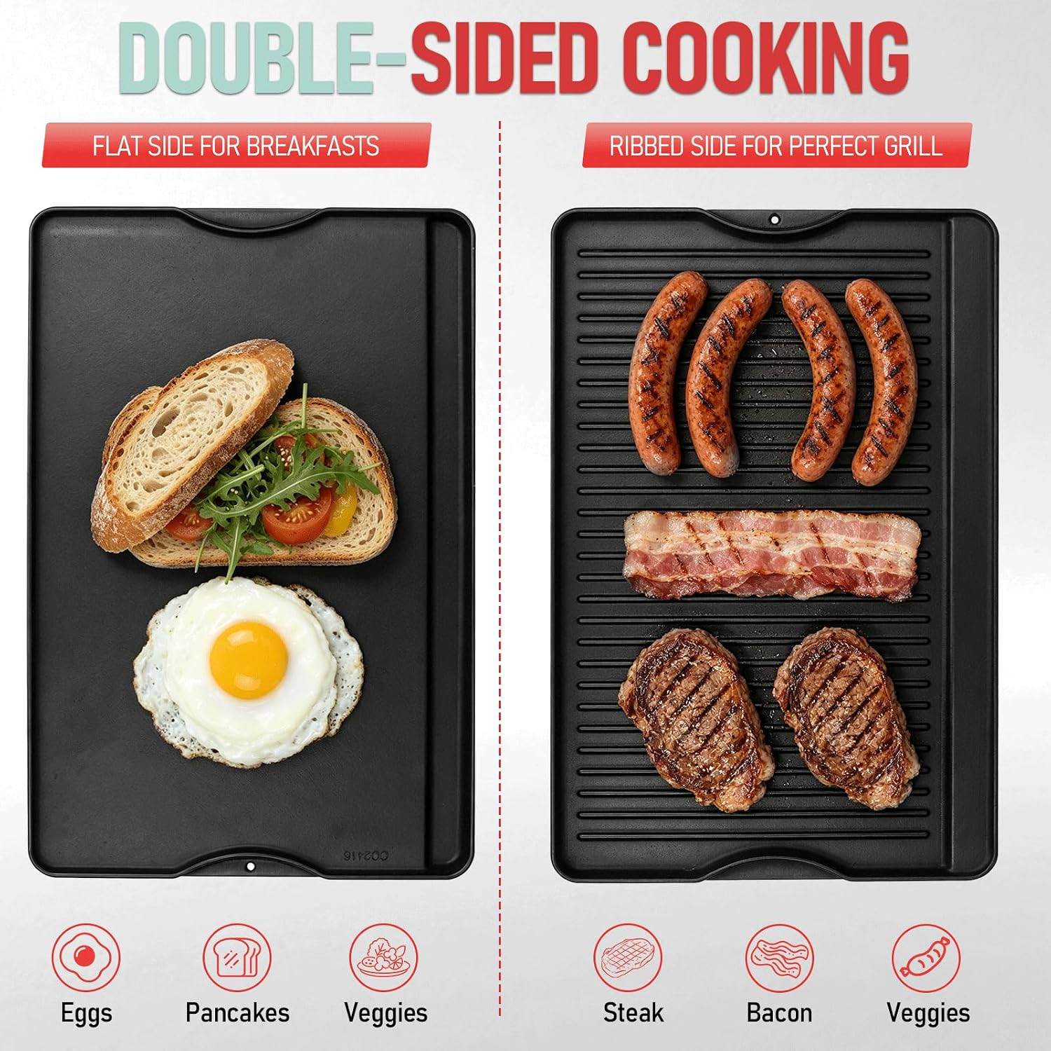 24″ X 16″ Reversible Cast Iron Griddle for Camp Chef, Stove Top Accessories | Fl