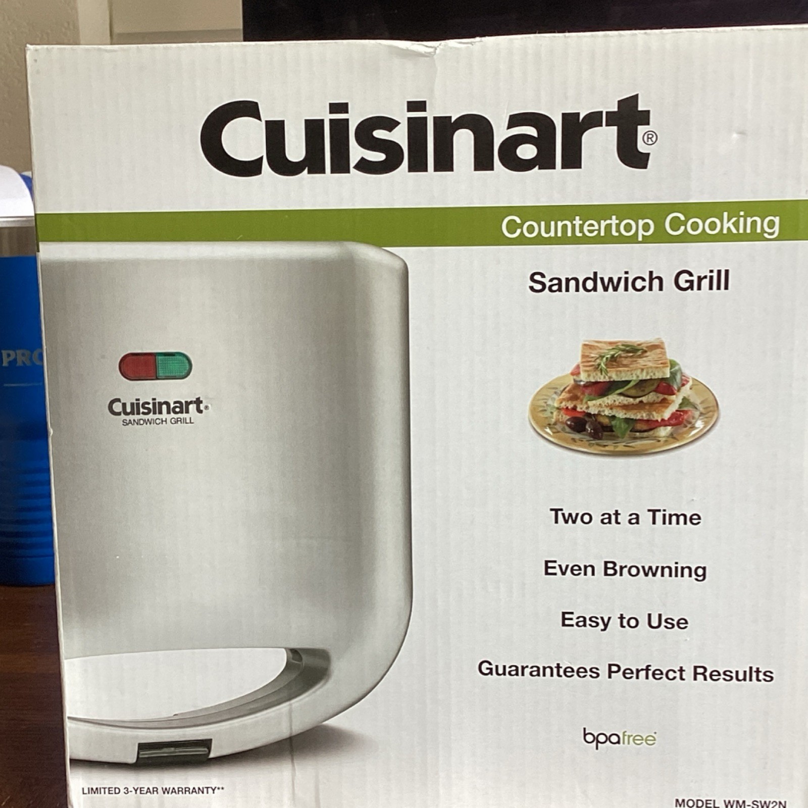 Cuisinart WM-SW2N Sandwich Toaster 700W Non-Stick Indicator Lights Silver