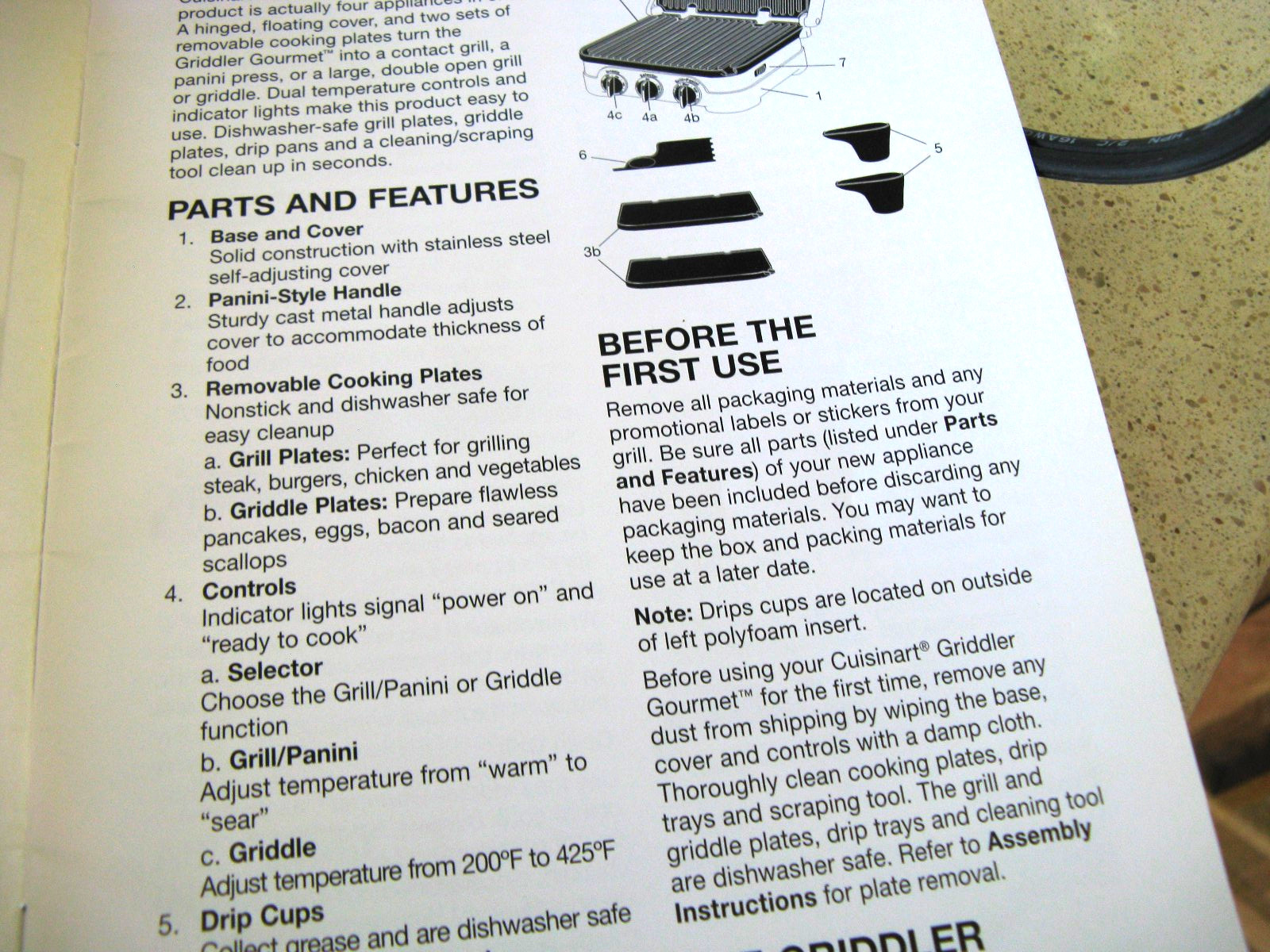 Griddler Gourmet by Cuisinart Electric Panini Grill Griddle Model No. GRID-8PC