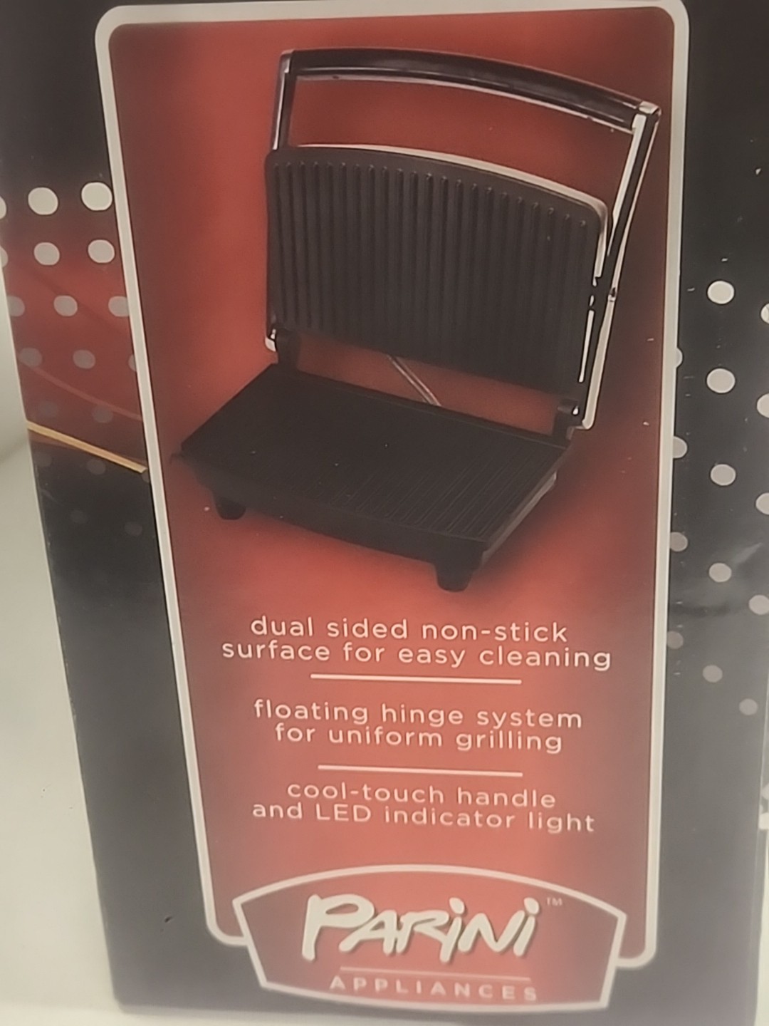 Parini Stainless Steel Panini Grill. Dual Sided Non-Stick Surface.