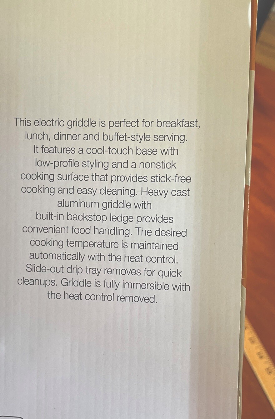 Electric Griddle Luxe By Cool-Touch New In box