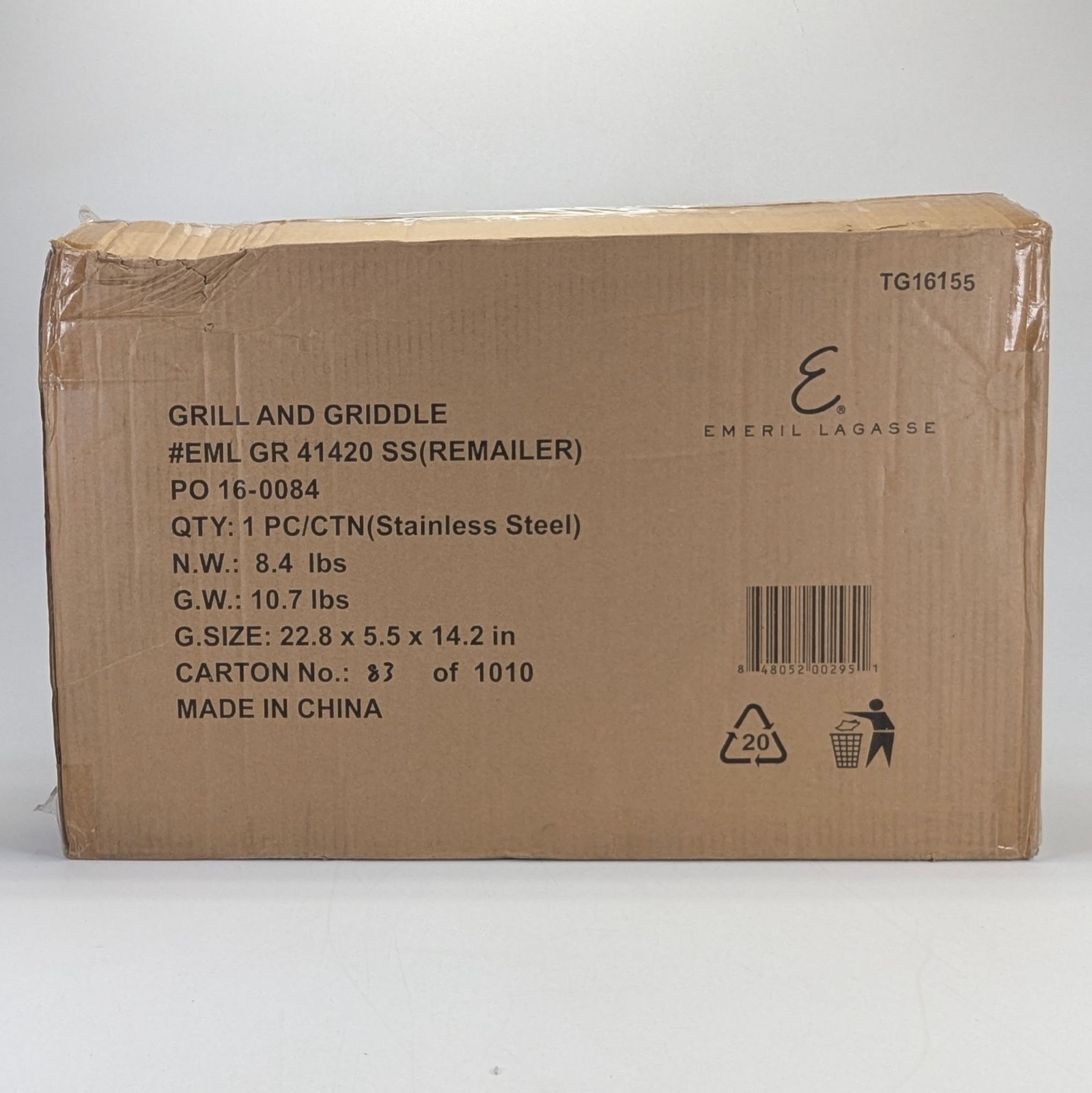 Emeril Lagasse 3 In 1 Grill and Griddle Stainless Steel Reversible New In Box