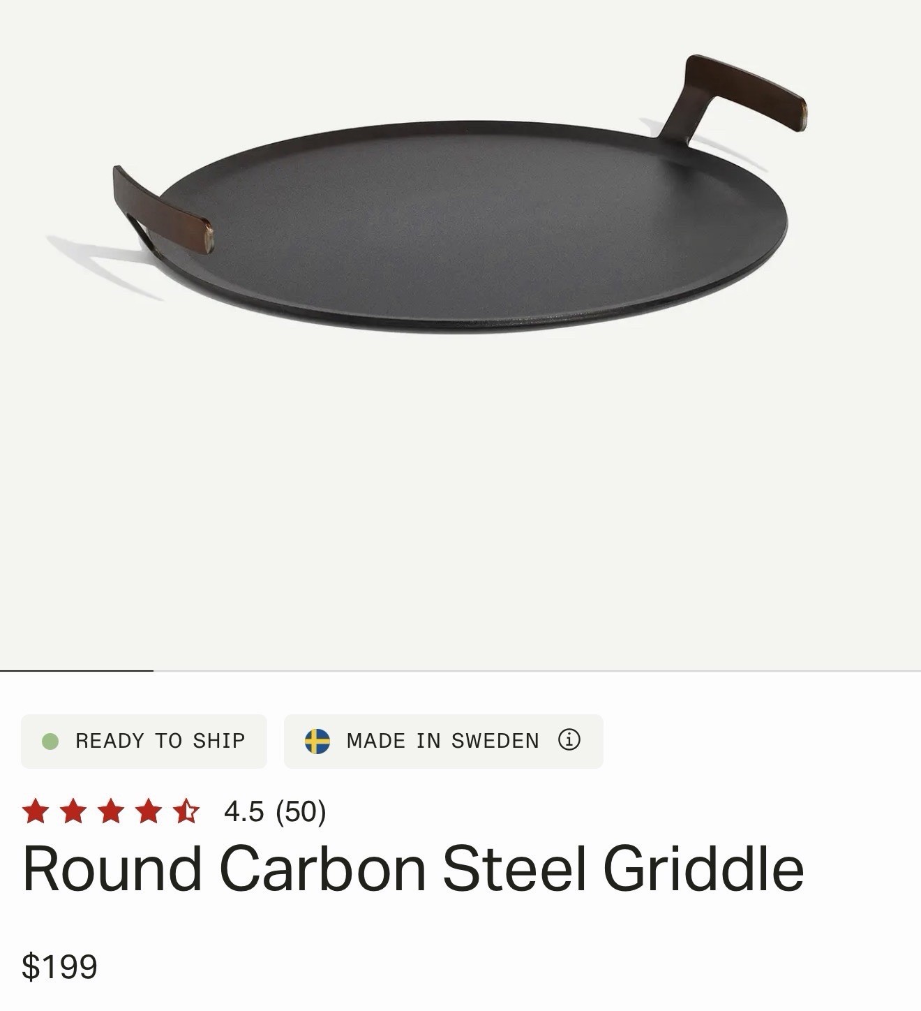 Made In Round Carbon Steel Grill & Griddle Pan 17.5 in Black