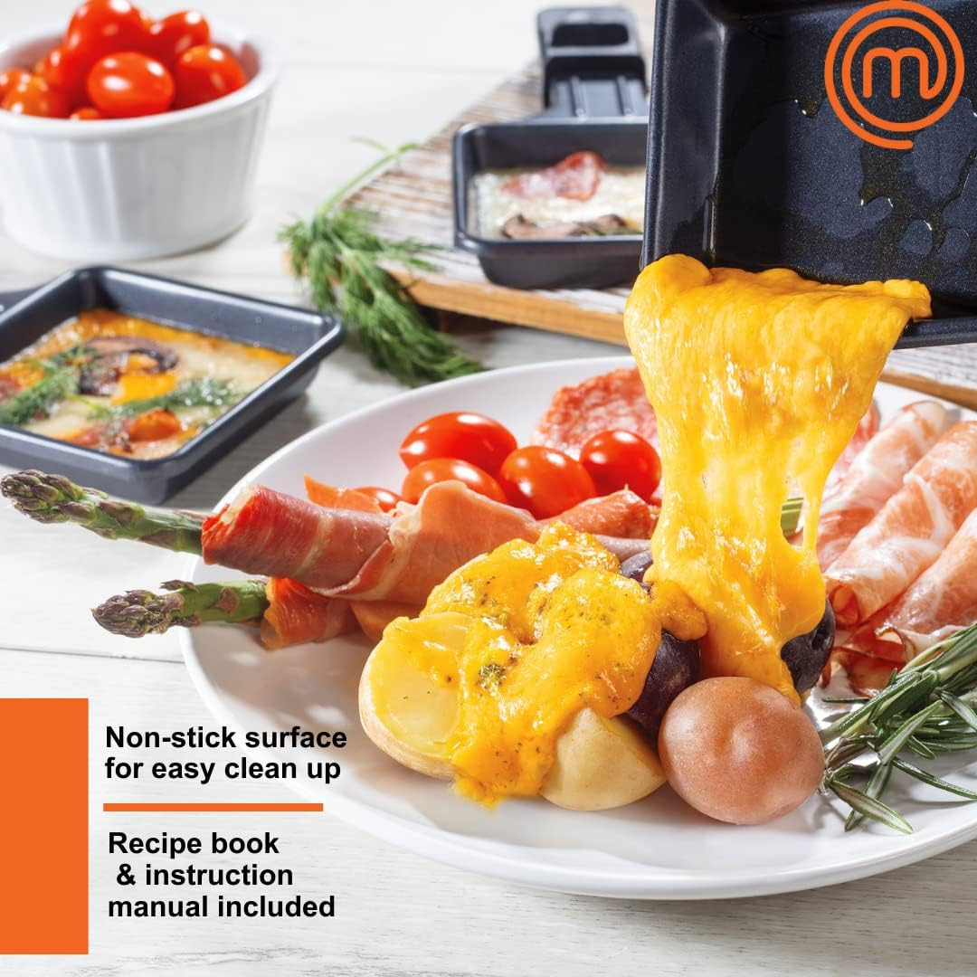 Electric Raclette Table Grill W Non-Stick Grilling Plate & Cooking Stone- 8 Pers