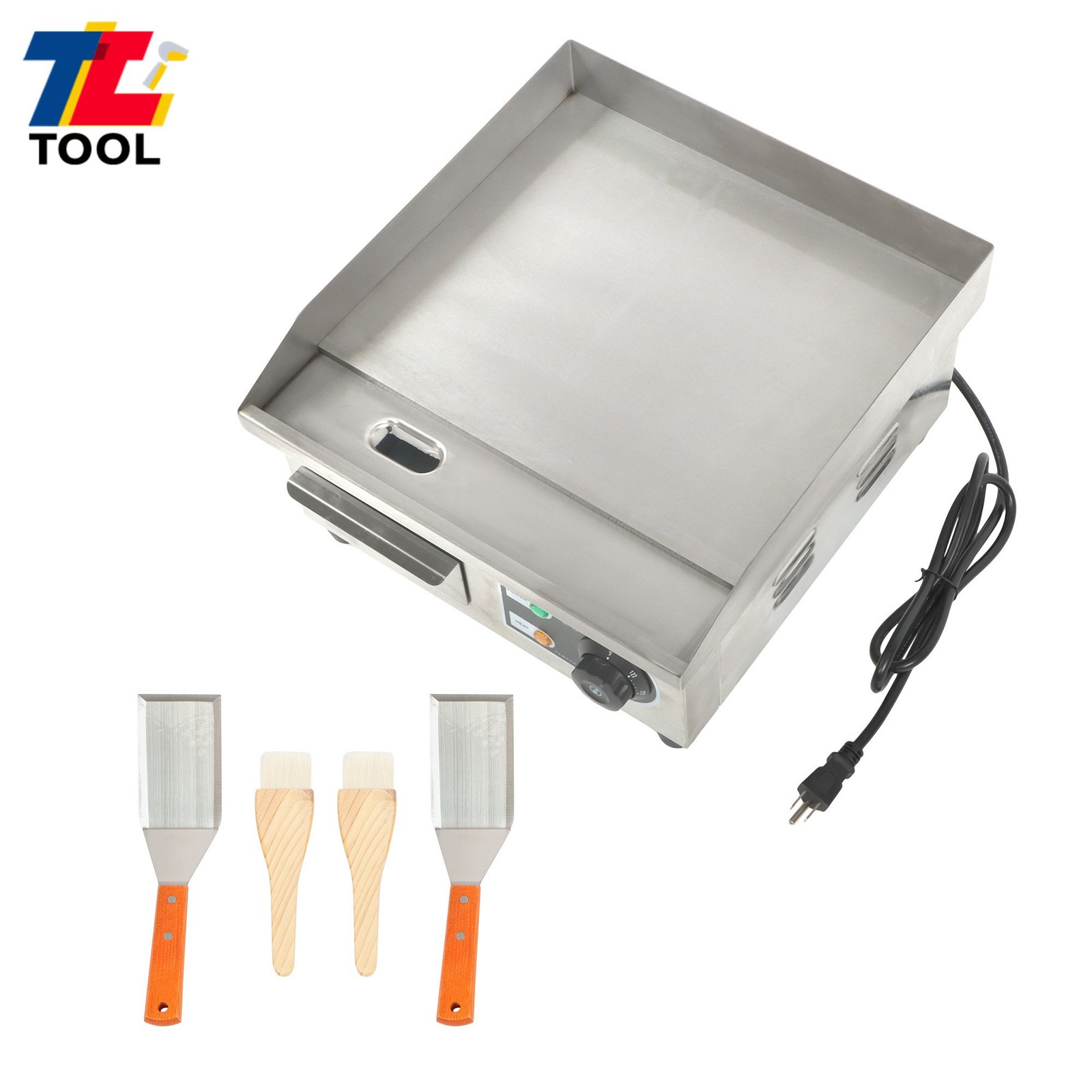 Electric Griddle for Home Kitchen, 1500W, 14in Stainless Steel Flat Grill