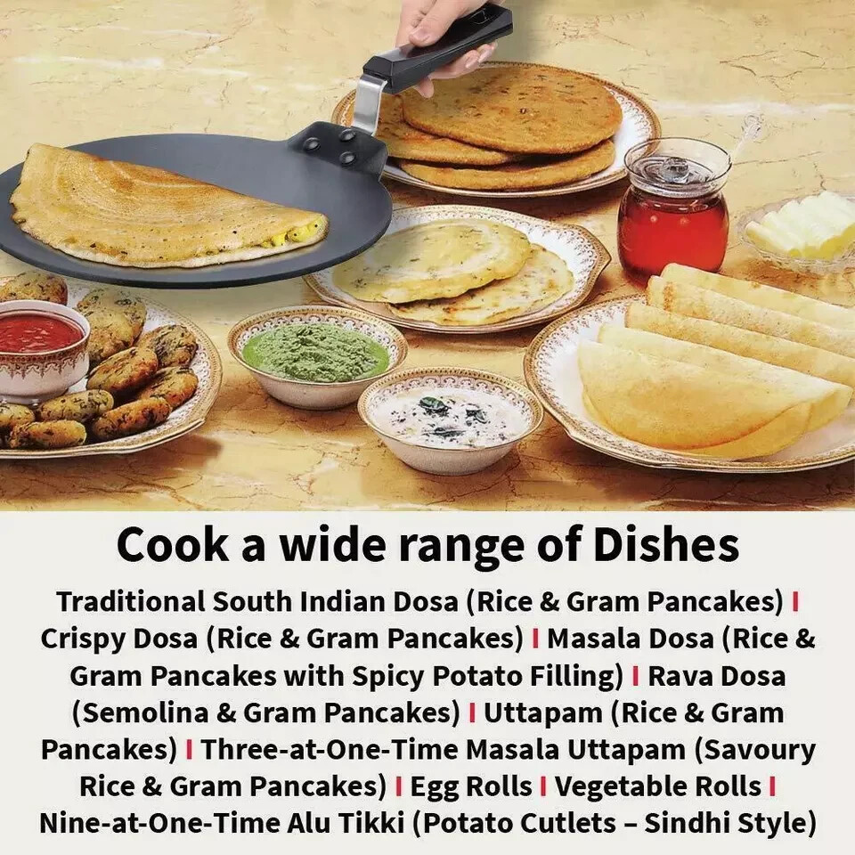 Hawkins Futura Nonstick Dosa Tava, Diameter 28 cm, Black Color (NDT 28)