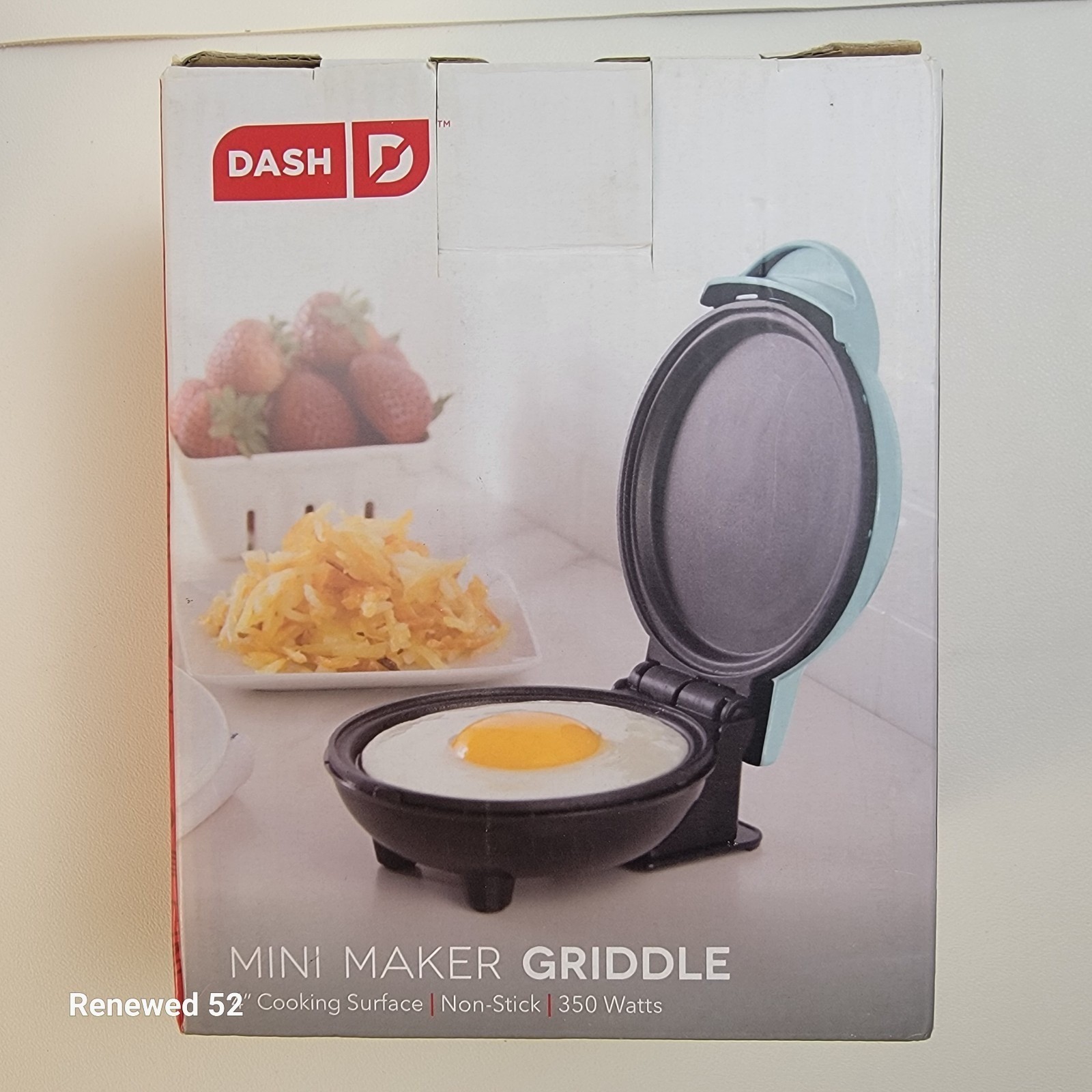 Dash Mini Maker Griddle Aqua 4 Inch Non-Stick 350W DMS001AQ Breakfast Cooker