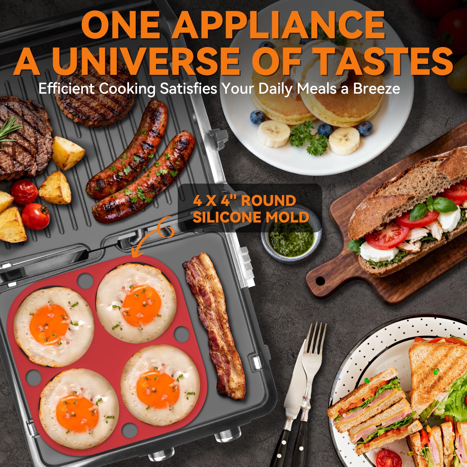 Baker’s Friend 4slice Panini Press Grill Cheese Sandwich Maker, Electric Gril…